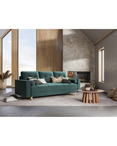 Canapé 3 places en velours pétrole