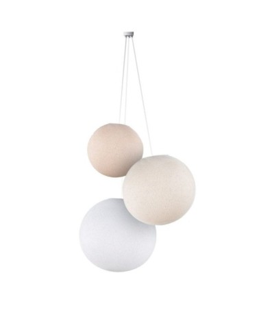 Suspension 3 globes lin-écru-blanc