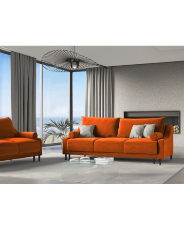 Canapé 3 places en velours orange