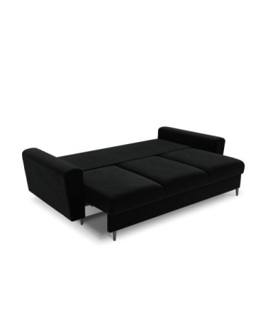 Canapé convertible 3 places en tissu velours noir