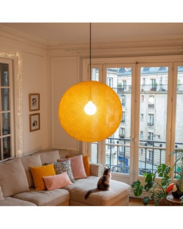 Suspension globe fil tissé tabac D67cm