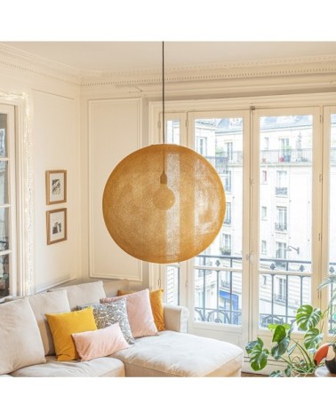 Suspension globe fil tissé tabac D67cm