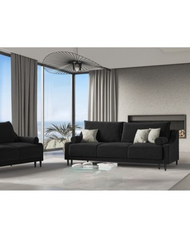 Canapé 3 places en velours noir