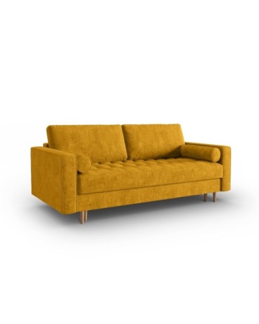 Canapé 3 places en tissu structuré jaune