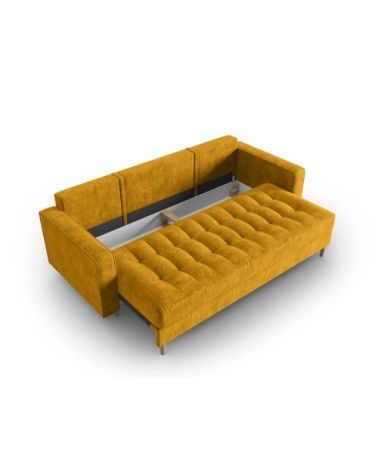 Canapé 3 places en tissu structuré jaune