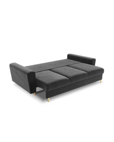 Canapé convertible 3 places en tissu velours gris clair