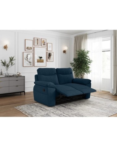 Canapé de relaxation manuel 2 places en tissu texturé 3d - bleu foncé