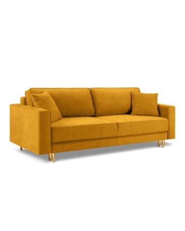 Canapé 3 places en tissu structuré jaune