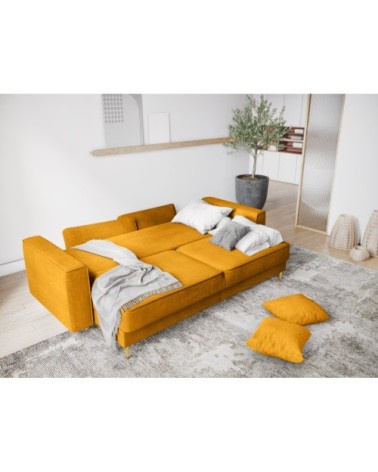 Canapé 3 places en tissu structuré jaune