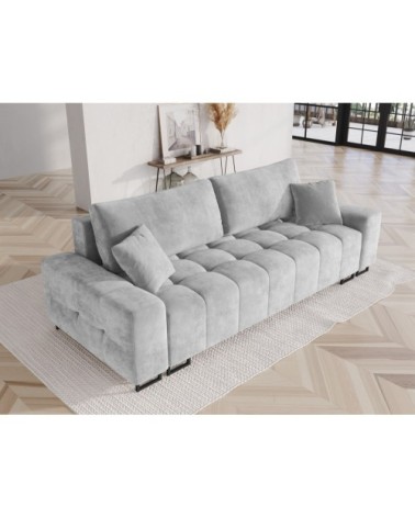 Canapé 3 places en velours gris clair
