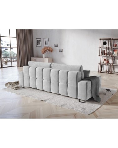Canapé 3 places en velours gris clair