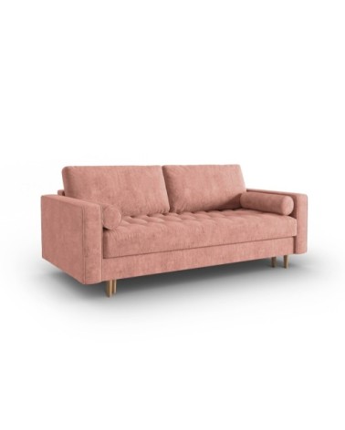 Canapé 3 places en tissu structuré rose