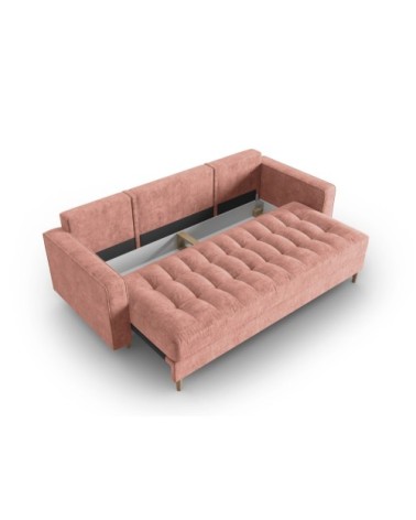 Canapé 3 places en tissu structuré rose