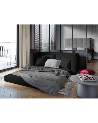 Canapé 2 places en tissu structuré noir