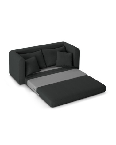 Canapé 2 places en tissu structuré noir