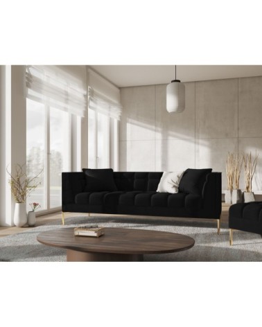 Canapé velours noir 3 places