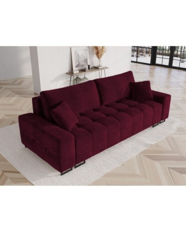 Canapé 3 places en velours rouge foncé