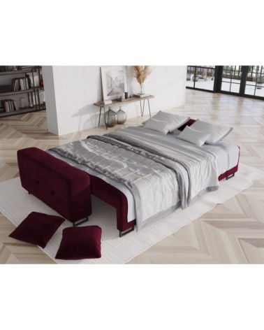 Canapé 3 places en velours rouge foncé