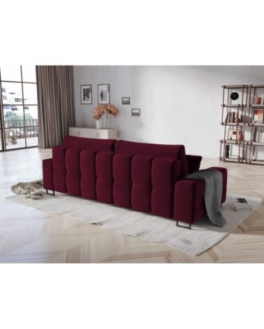 Canapé 3 places en velours rouge foncé