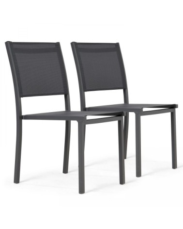 Lot de 2 chaises de jardin aluminium et textilène gris