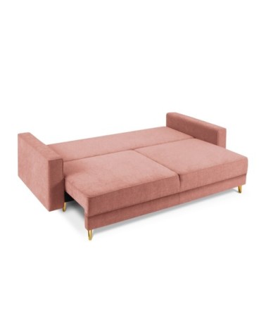 Canapé 3 places en tissu structuré rose