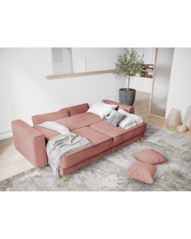 Canapé 3 places en tissu structuré rose