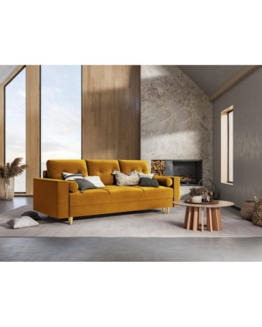 Canapé 3 places en velours jaune