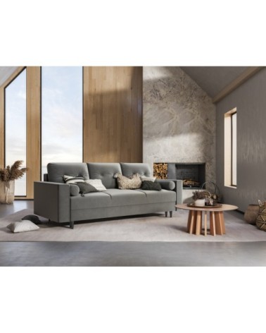 Canapé 3 places en velours gris clair