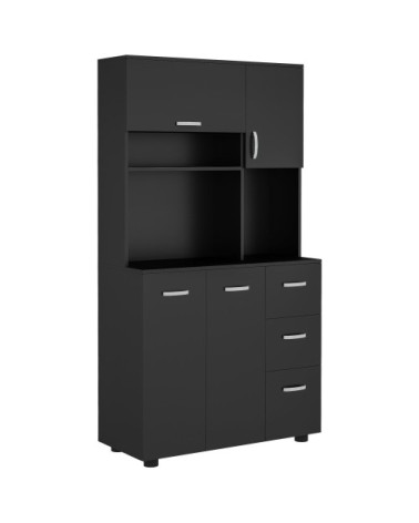 Armoire de cuisine multi-rangements 4 portes métal noir