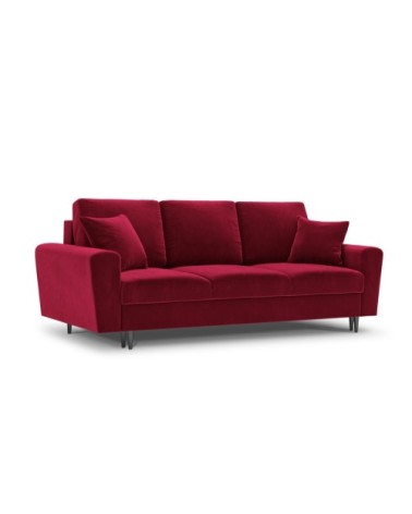 Canapé convertible 3 places en tissu velours rouge