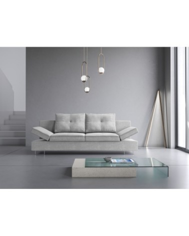 Canapé 2 places en tissu structuré gris clair