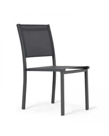 Chaise de jardin aluminium et textilène gris