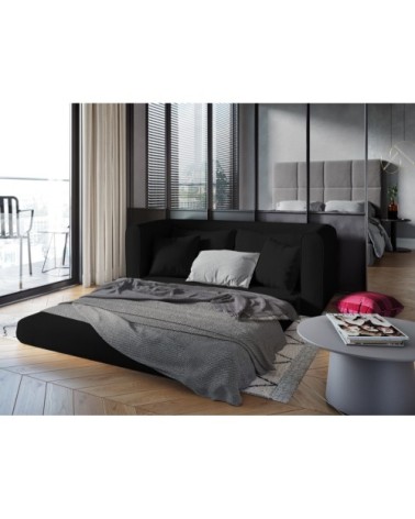 Canapé 2 places en tissu structuré noir