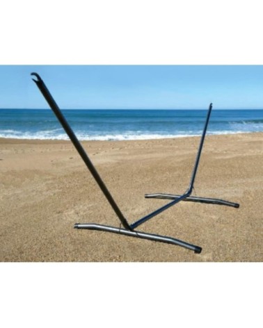 Hamac l en coton rouge et blanc et support en métal