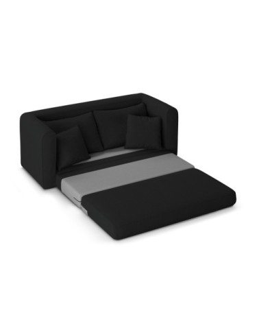 Canapé 2 places en tissu structuré noir