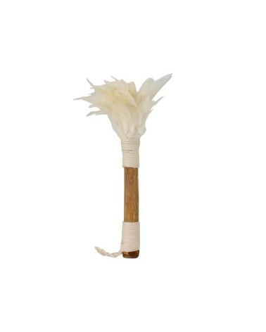 Plumeau décoratif en bambou et plumes blanc