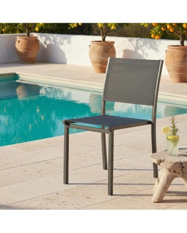 Chaise de jardin aluminium et textilène gris