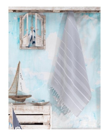 Fouta en coton peigné BIO Grise 95 x 180 cm