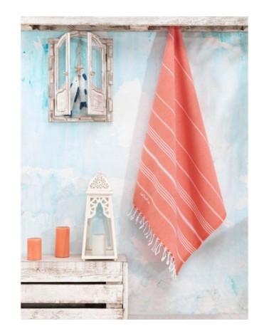 Fouta en coton peigné BIO Corail 95 x 180 cm