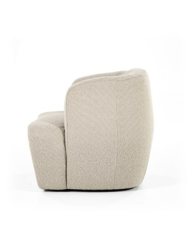 Fauteuil rond avec accoudoirs en tissu beige