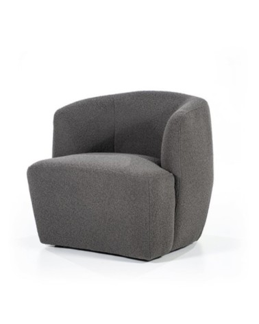 Fauteuil rond avec accoudoirs en tissu gris