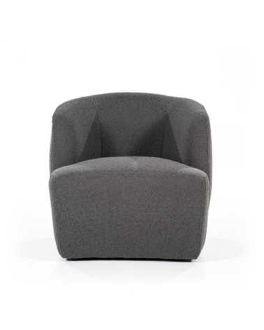 Fauteuil rond avec accoudoirs en tissu gris