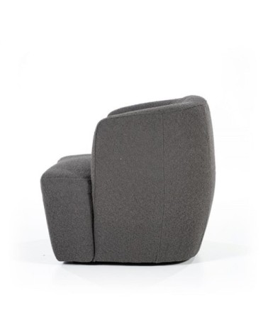 Fauteuil rond avec accoudoirs en tissu gris