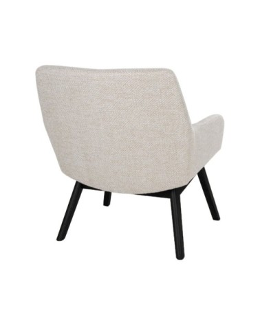 Fauteuil lounge en tissu pieds bois noir beige