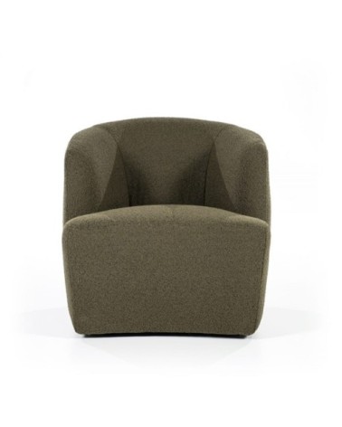 Fauteuil rond avec accoudoirs en tissu vert