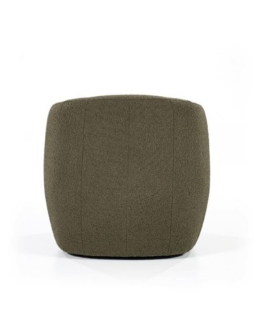 Fauteuil rond avec accoudoirs en tissu vert