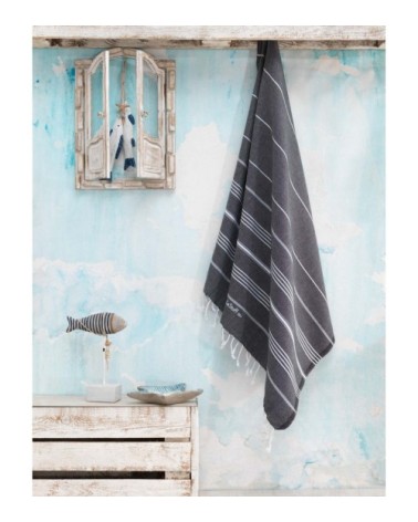 Fouta en coton peigné BIO Anthracite 95 x 180 cm