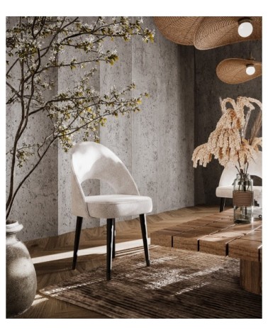 Chaise aspect laine bouclée blanche