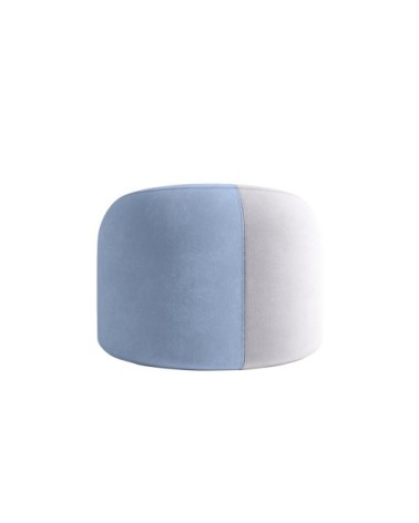 Pouf rond en velours bicolore bleu