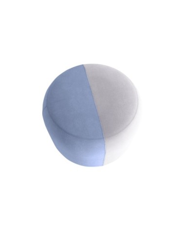 Pouf rond en velours bicolore bleu